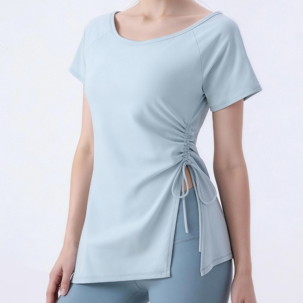 เสื้อกีฬาแขนสั้น ทรงกระชับ ระบายอากาศได้ดี มีสายปรับขนาด