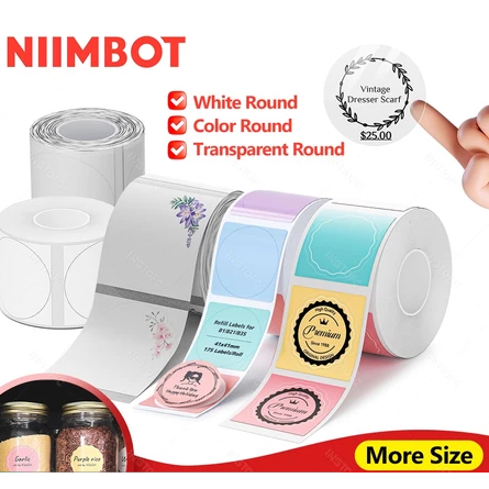 กระดาษฉลากกลม NIIMBOT เหมาะสําหรับเครื่องพิมพ์ฉลาก NIIMBOT B1, B21, B31, B3S
