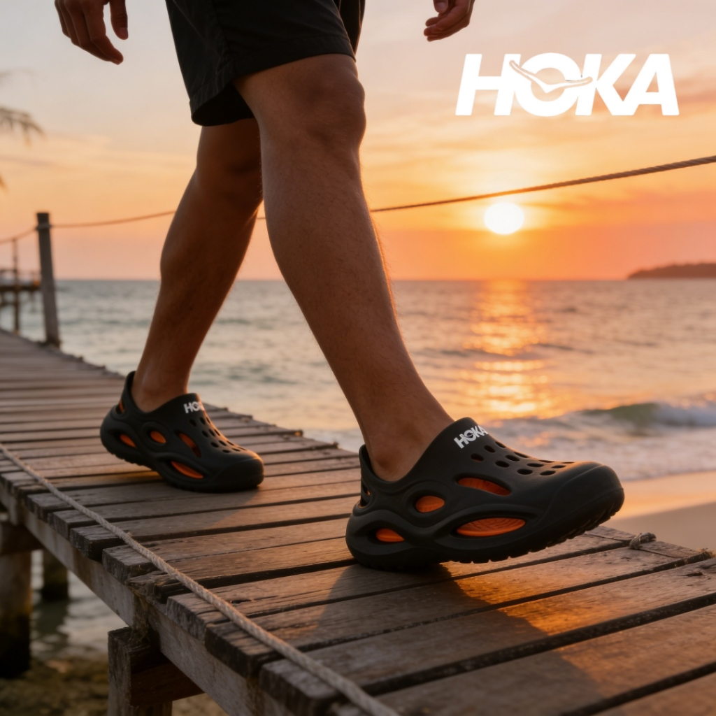 HOKA ONE ONE Hole Shoes รองเท้าแตะอเนกประสงค์อินเทรนด์สําหรับการเดินทางเพื่อการพักผ่อนของผู้ชายรองเท้าแตะกลวง
