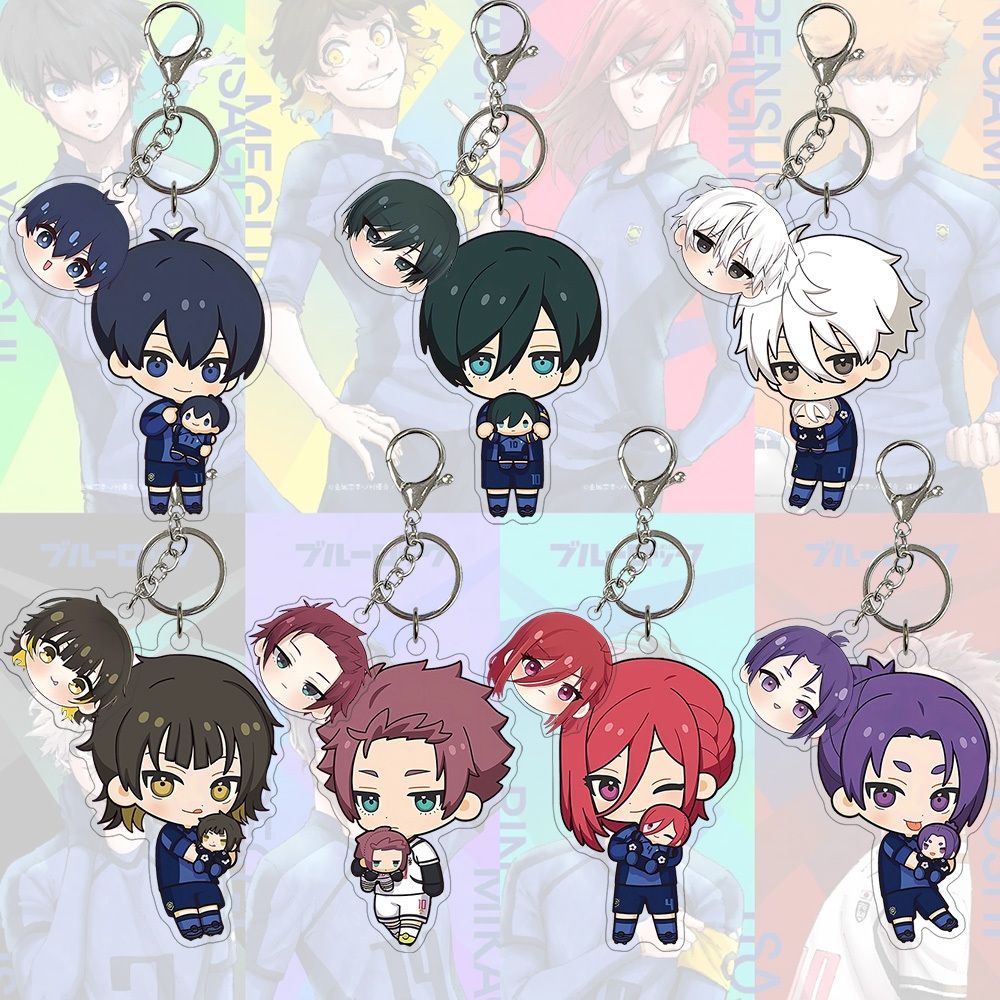 [ฉบับของขวัญพรีเมี่ยม] พวงกุญแจอะคริลิคล็อคสีฟ้า อิซากิ โยอิจิ นากาอิ ชิอิชิโระ พวงกุญแจการ์ตูนกระเป๋าเป้สะพายหลังจี้ขนาดเล็กน่ารักของขว