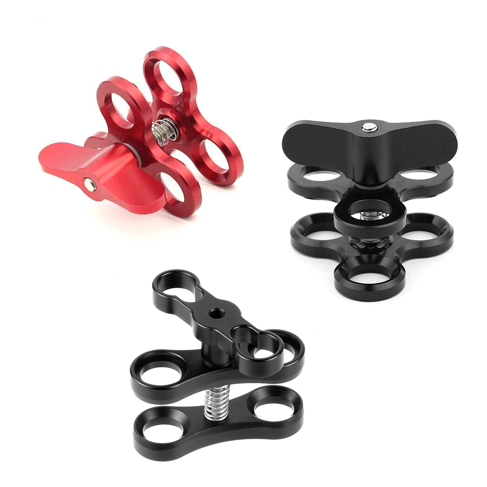 ดําน้ํา 2 หลุม 3 หลุม คลิปหมุน Gopro Ball Mount holder Butterfly Clamp strobe light Bracket อะแดปเตอร์การถ่ายภาพใต้น้ํา