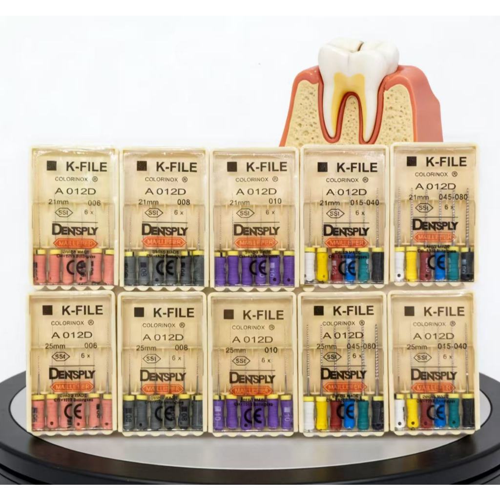 6 ชิ้น/แพ็คทันตกรรม K-files Dentsply Mallifer K-files แฟ้มคลองรากสแตนเลส