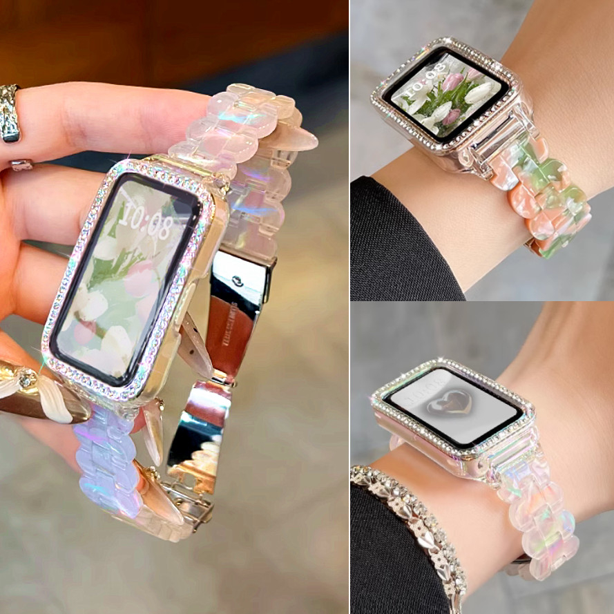 Dreamy Resin Watch Strap Case For สาย Huawei Band 11 Pro สาย Huawei Band 10 Strap Huawei Band 9 สาย 
