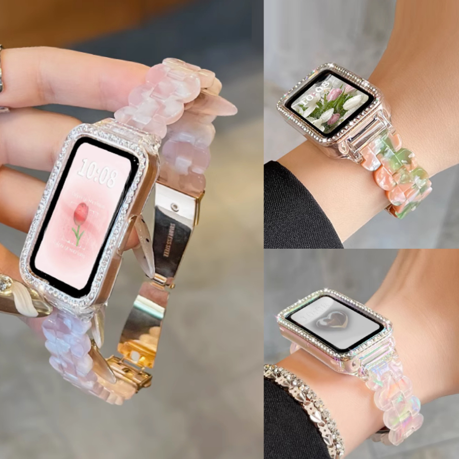 Dreamy Resin Watch Strap Case For สาย Huawei Band 11 Pro สาย Huawei Band 10 Strap Huawei Band 9 สาย 