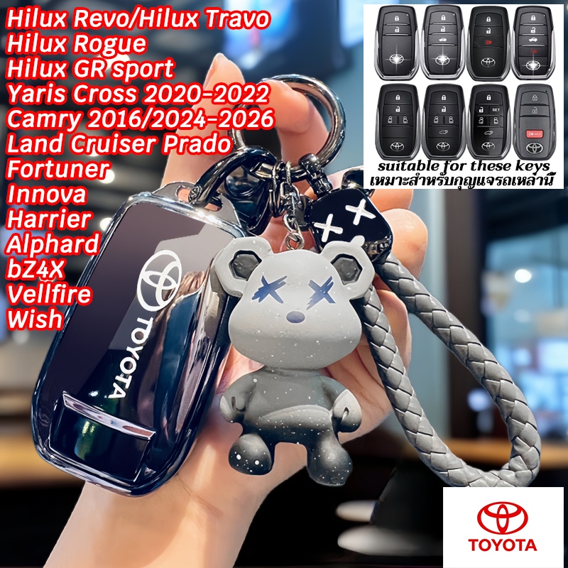 TOYOTA Fortuner Innova Hilux Travo GR sport Camry Harrier Revo Alphard เคสกุญแจรีโมท bZ4X Wish Yaris Cross Hilux Rogue Vellfire Land Cruiser Prado ที่ใส่กุญแจรถสไตล์ไล่โทนสี