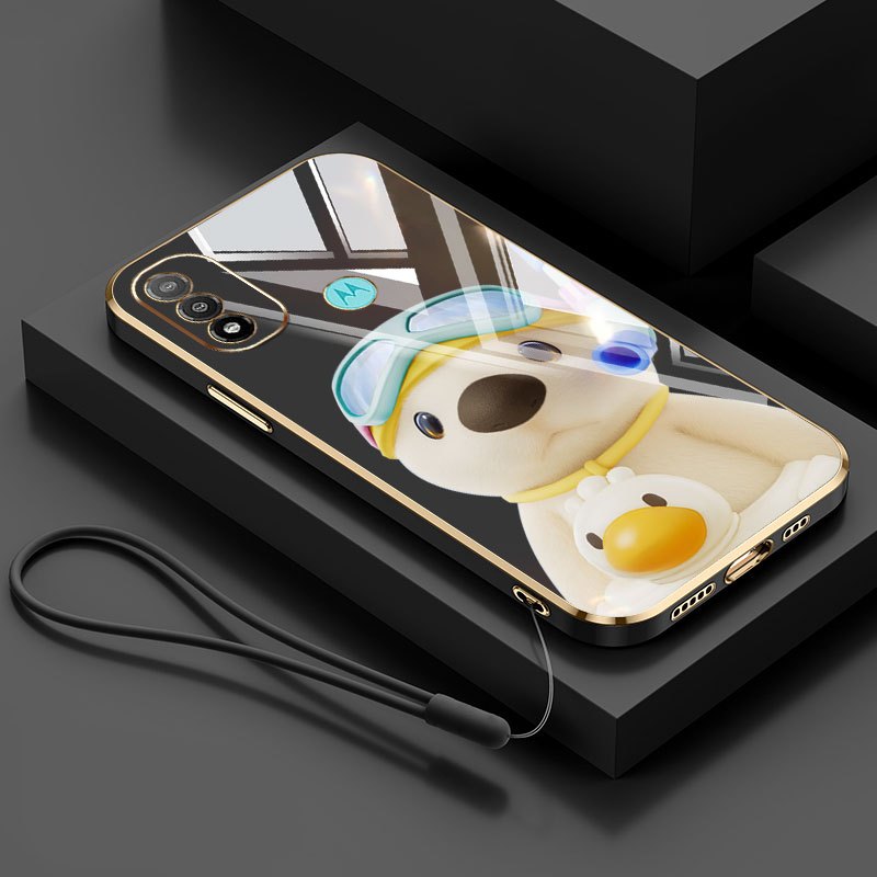 VRQR สําหรับ Motorola Moto E13 E20 E22I E22 E32 E40 คู่แมวและสุนัขฟรีเชือกแขวนกันกระแทกเคสโทรศัพท์