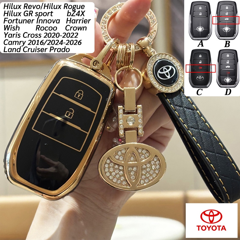 Toyota Fortuner Innova Hilux GR sport Revo Harrier Camry Toyota รีโมทคอนโทรลฝาครอบกุญแจ bZ4X Yaris Cross Hilux Rogue Land Cruiser Prado Wish Rcoo Crown tpu เคสกุญแจรถ