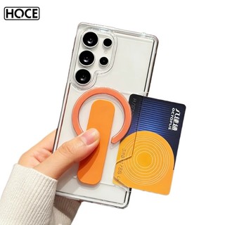 HOCE ผู้ถือบัตรเครดิตใส Slot Hard เคสโทรศัพท์สําหรับ Samsung S26 S25 S24 Ultra Magnetic Bracket Cover