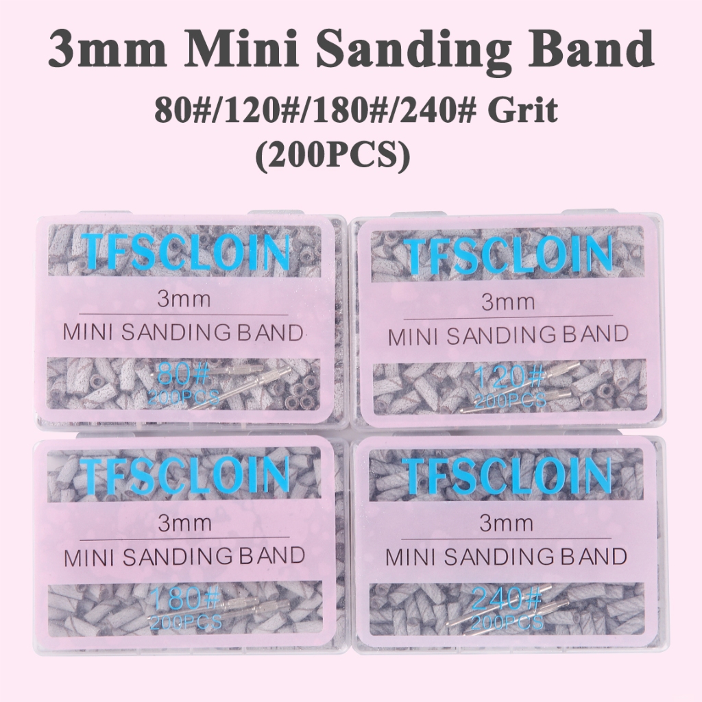 200PCS 3 มม.80/120/180/240 Grit เล็บขนาดเล็ก Sanding Bands สําหรับเล็บ Pedicure 2PCS Mandrel ไฟฟ้าเล็บอุปกรณ์เสริมเครื่องมือ