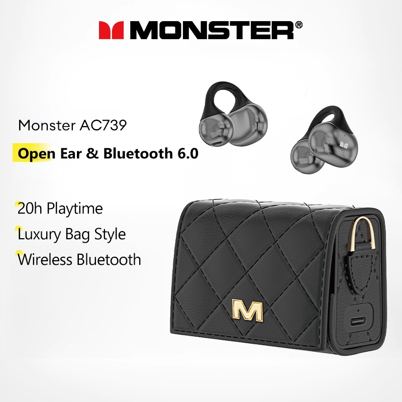 Monster AC739 หูฟังบลูทูธหูฟังไร้สายเปิดหู V6.0 พร้อมเวลาเล่น 20 ชม. และสไตล์กระเป๋าหรูหรา