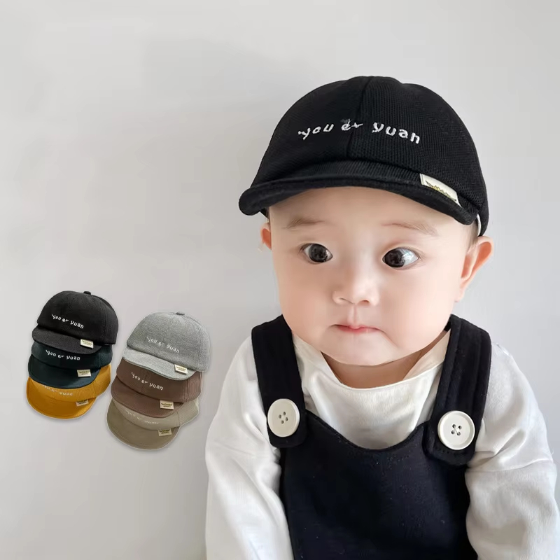 หมวกเบสบอลเด็กตัวอักษรที่เรียบง่ายทารกหมวกแหลมฤดูใบไม้ผลิปรับนุ่มปีกเด็กวัยหัดเดินเด็กสาวอาทิตย์หมวก3-24เดือน