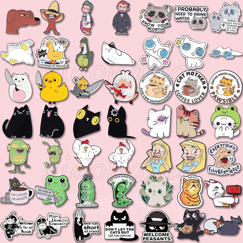 การ์ตูนสัตว์เคลือบ Pin แมวเป็ดกบกล้ามเนื้อไก่เข็มกลัด Curious George Monkey Badges กระเป๋าเป้สะพายหลังอุปกรณ์เสริมของขวัญสําหรับเพื่อน