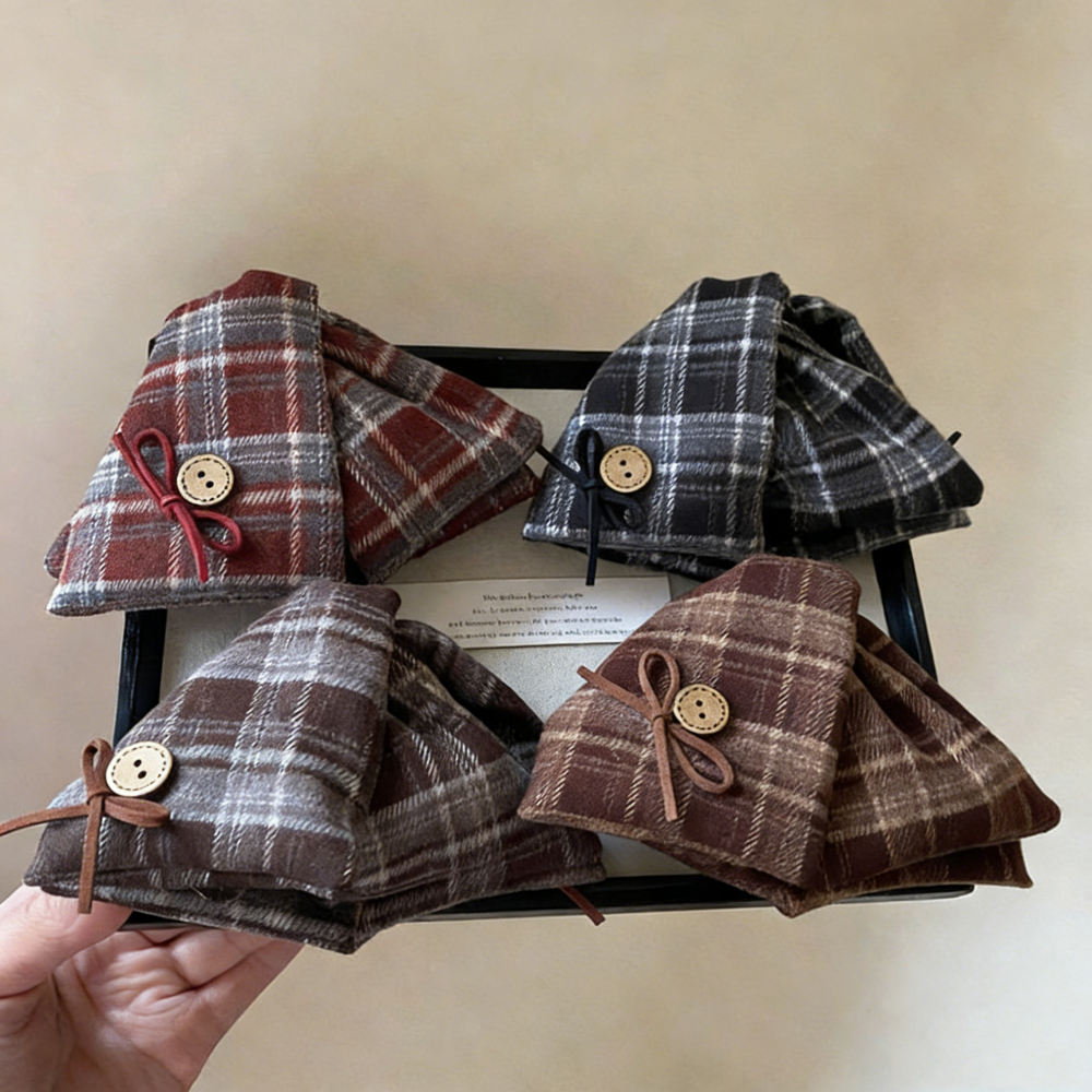 ปุ่มเกาหลีลายสก๊อตสามเหลี่ยม สำหรับทรงผม vintage updo และหางม้า เครื่องประดับผมแฟชั่น ราคา ถูกที่สุด ดีลบีเคเค แกลเลอรีภาพที่ 2
