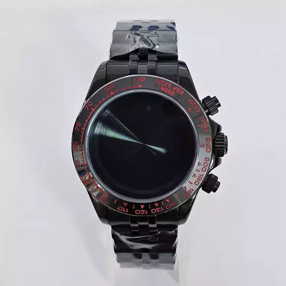 PVD Electroplated กรณีสีดําชุด 39 มม.นาฬิกา Sapphire Mirror สําหรับ VK63 Quartz Movement