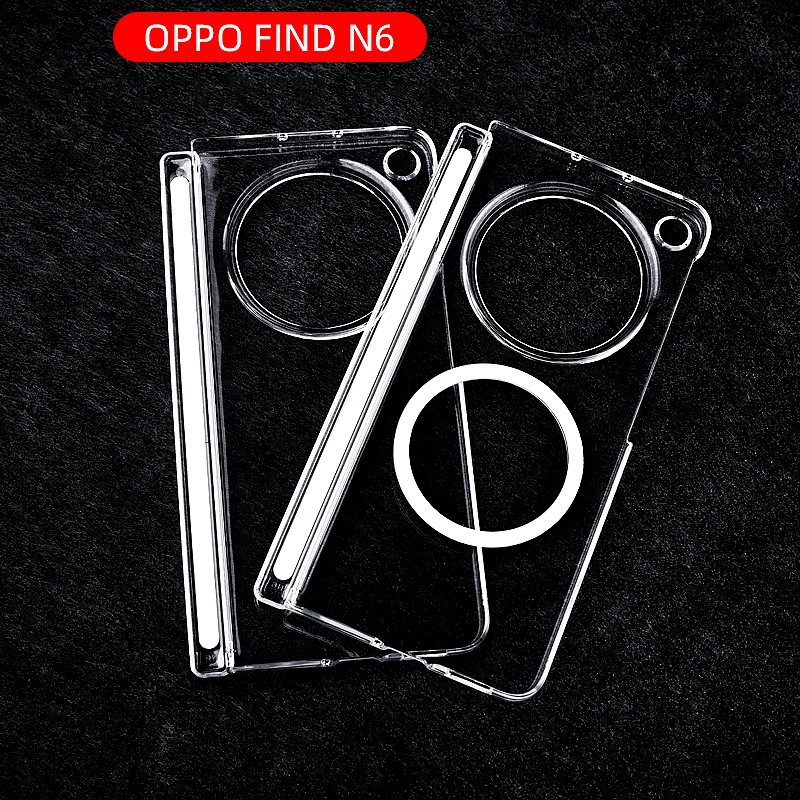 เคสสําหรับ OPPO FIND N6 N5 เคสโทรศัพท์โปร่งใสบางเฉียบฮาร์ดปกหลังพร้อมการป้องกันแกน