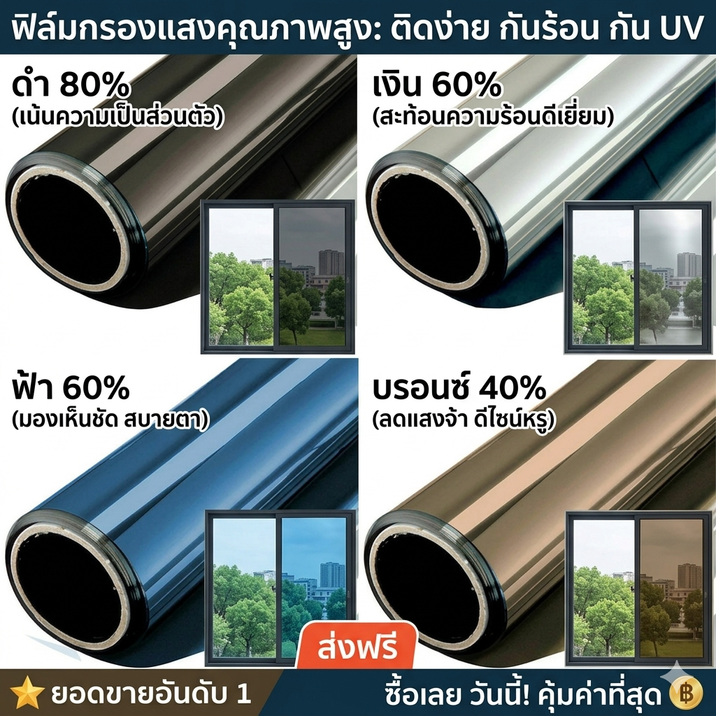 3 เมตร/5 เมตรกระจกทางเดียวหน้าต่างฟิล์มสะท้อนแสงหน้าแรกความเป็นส่วนตัว แสงอาทิตย์ โทนสี ฟอยล์สติกเกอร์แก้ว