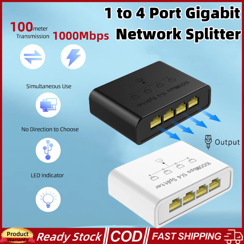 (จัดส่งภายใน 12H) 4IN1 1000Mbps Gigabit Network Switch, 5 พอร์ต Ethernet Switch Network Extender, อะ