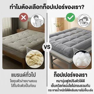 BlueWhite ท็อปเปอร์ Topper ใยขนห่านเทียม นุ่มฟู 3/3.3/4/5/6ฟุต สำหรับหอพัก COD