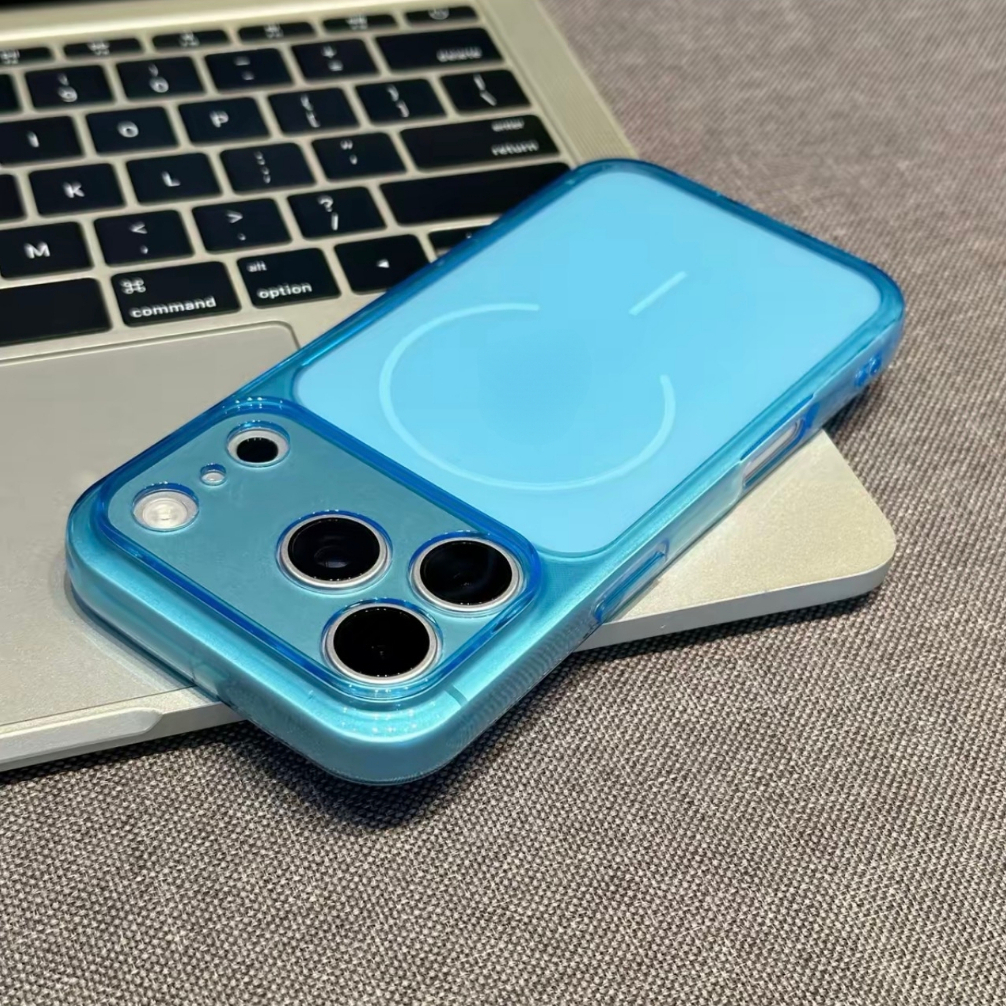 【Large window/Matte Translucent soft case/Orange】เคส compatible for iPhone 11 12 13 14 15 16 17 pro max case