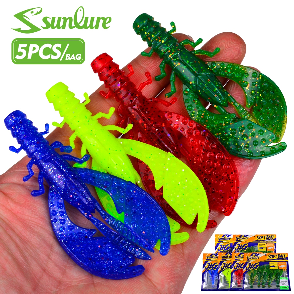 ชุดล่อปลา Sunlure 5 ชิ้น รวม Agile กุ้งล่อ ล่อแบบ Weedless Rigs และ Jig Ned พร้อม Drop Shot