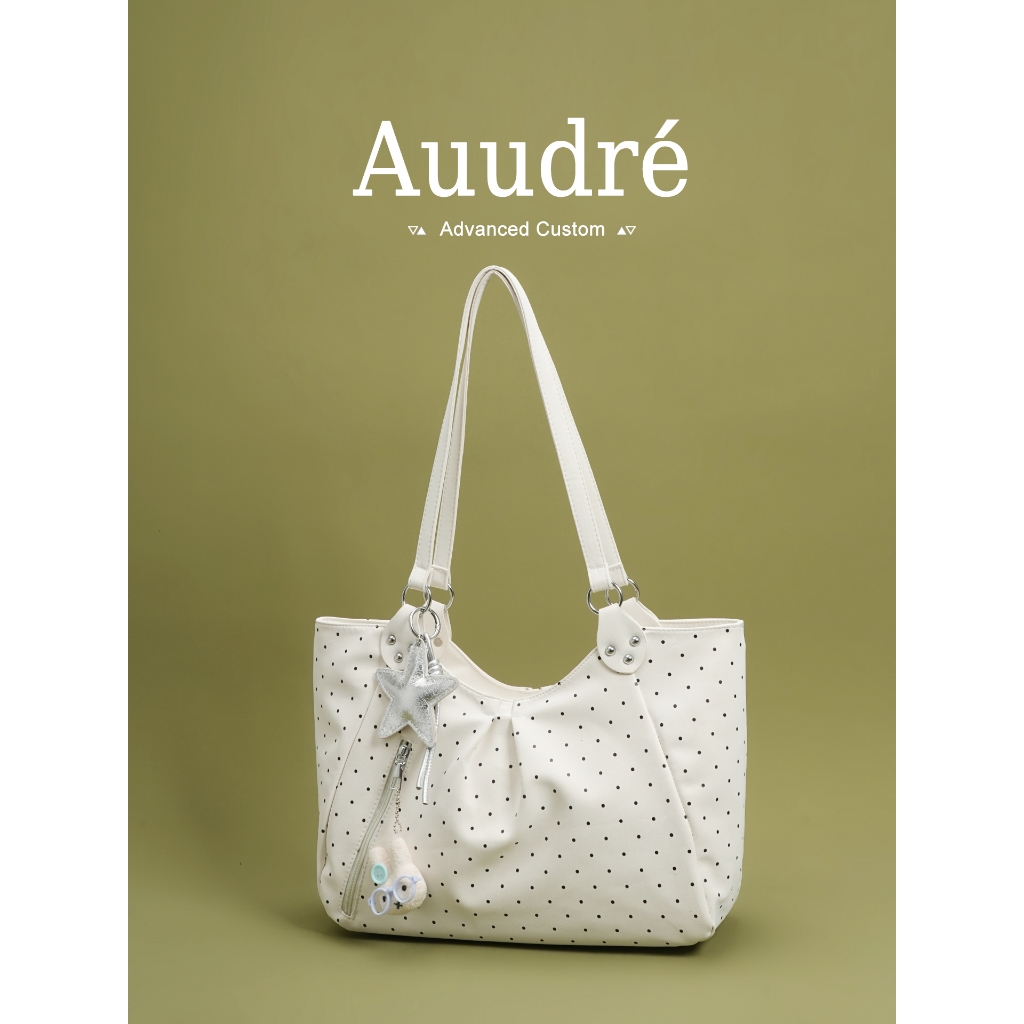Auure Polka Dot กระเป๋าใต้วงแขนไหล่เดียวหญิงพร็อพความจุขนาดใหญ่
