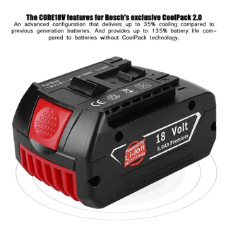 สําหรับ Bosch 18V 6000mah แบตเตอรี่ 18V 6A แบตเตอรี่สํารองแบบพกพาสําหรับ Bosch BAT609 ไฟแสดงสถานะ