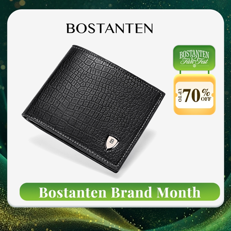 BOSTANTEN กระเป๋าสตางค์ใบสั้น หนัง PU แฟชั่นสำหรับผู้ชาย