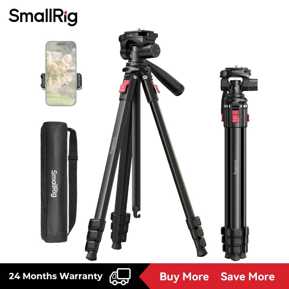 SmallRig ขาตั้งขาตั้งกล้องอลูมิเนียม AP-30, 67.7 "ขาตั้งกล้องเดินทางพร้อมคลิปโทรศัพท์และกระเป๋าพกพากล้องแบบพกพาพร้อมล็อคแบบรวดเร็วสําหรับการสตรีมสดและ Vlogging 5474