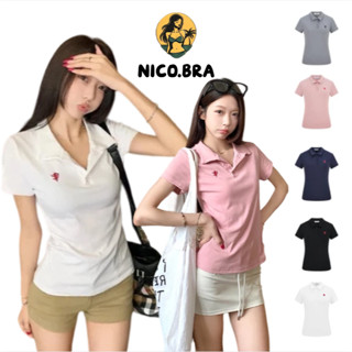 NICO BRA เสื้อยืดโปโลคอปกแขนสั้น เสื้อผู้หญิง ดีไซน์เรียบหรู…