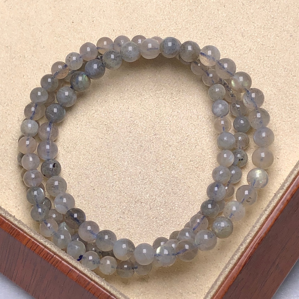 2 ชิ้นธรรมชาติ Prey Moonstone สร้อยข้อมือ 5 มม. Moon Rhyme & Pearl Luster