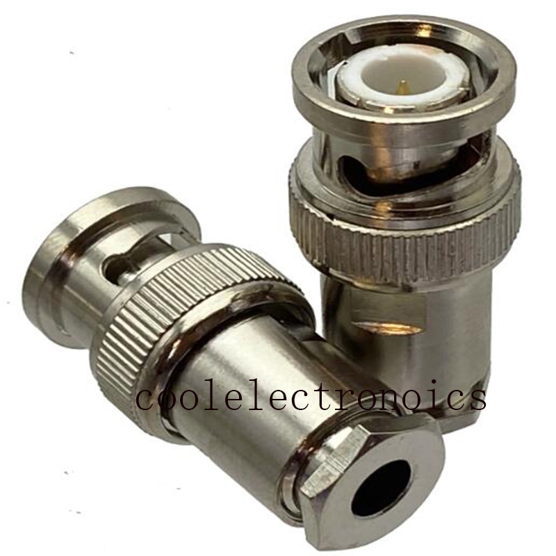 2pcs BNC ประเภทชาย Clamp สําหรับ RG58 RG142 LMR195 RG400 50-3 RF Coaxial Connector