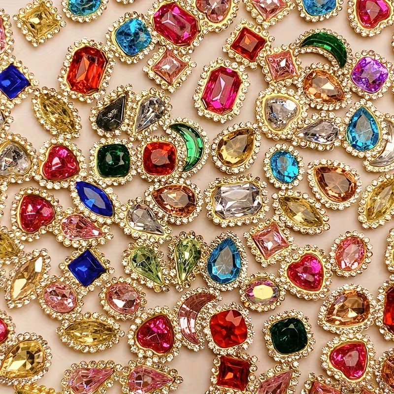 50 ชิ้นผสมสี Rhinestone คริสตัล Claw เย็บบน Charms DIY อุปกรณ์เสริมสําหรับเสื้อผ้ารองเท้ากระเป๋าหัตถกรรม