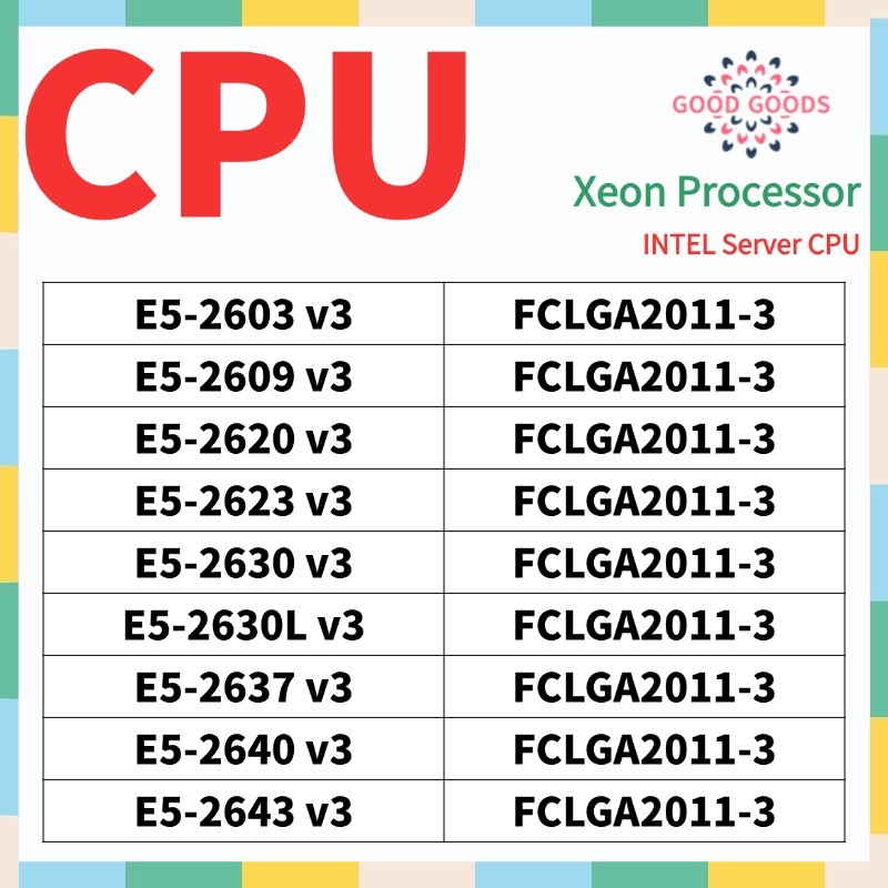 E5-2603v3 E5-2609v3 E5-2620v3 E5-2623v3 E5-2630v3 E5-2630Lv3 E5-2637v3 E5-2640v3 E52011 Xeon CPU Ser