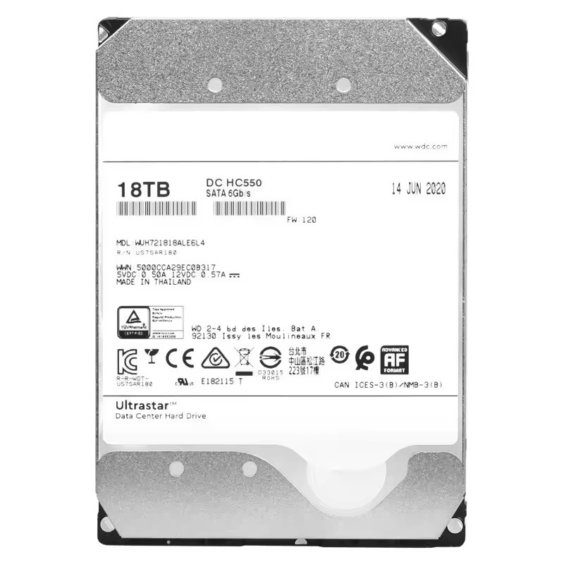 ฮาร์ดไดรฟ์แบบเติมฮีเลียมที่เต็มไปด้วยขั้ว 18T WUH721816ALE6L4 WD 18TB Desktop,Surveillance, และ NAS 