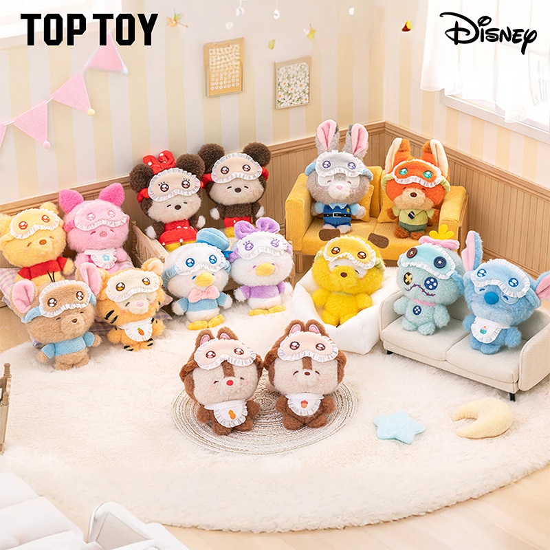 TOPTOY x Disney Squinting Sleepwear Series Plush Pendant Blind Box ของขวัญวันเกิด กล่องสุ่มพวงกุญแจตุ๊กตา ฟิกเกอร์สะสม