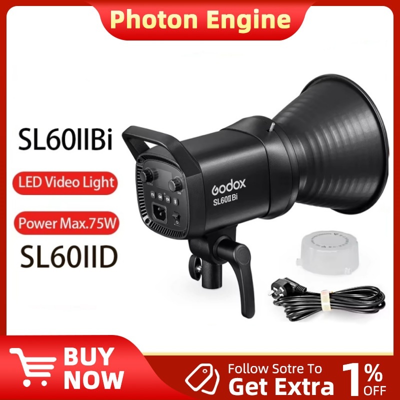 Godox SL60IIBi SL60IID COB ไฟวิดีโอ LED 2.4G ไร้สาย/บลูทูธควบคุมไฟต่อเนื่อง Bowens Mount สําหรับบันท