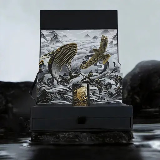 Zippo ของแท้Mystic Mountain Sea – Leaping Sea Kun Gift รูปที่ 4
