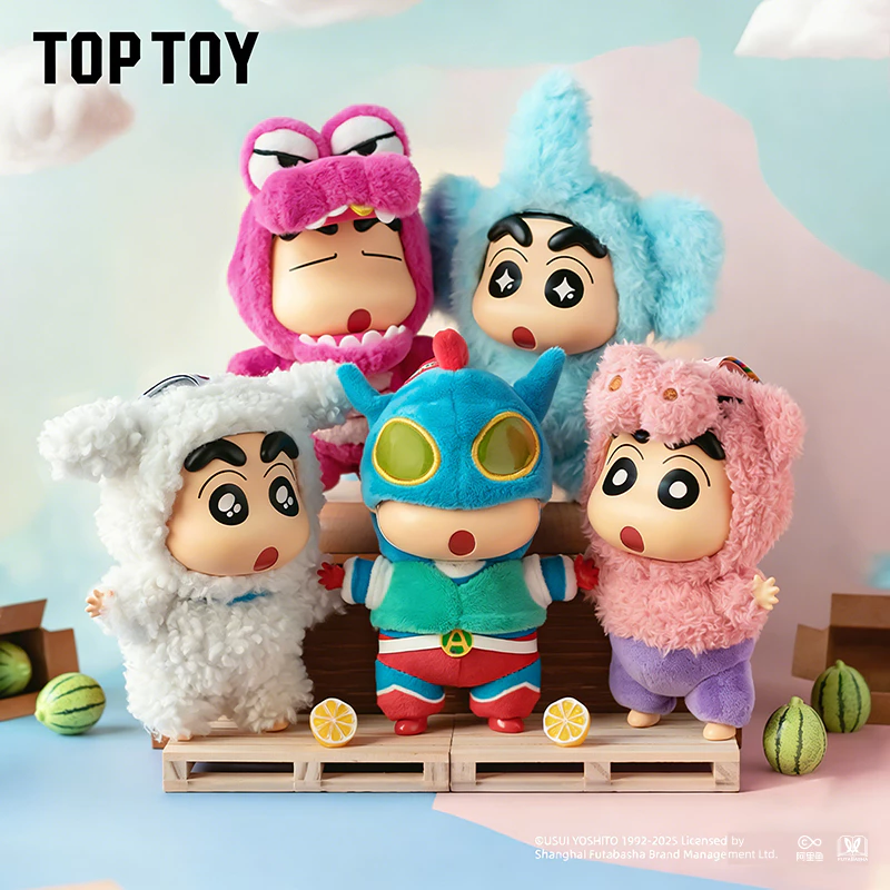 TOPTOY x CRAYON SHINCHAN Play Party Series Blind Box ของเล่นฟิกเกอร์ ของขวัญวันเกิด ตุ๊กตาผ้ากำมะหยี่น่ารัก ของเล่นดีไซเนอร์