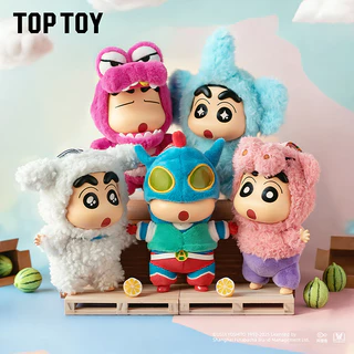 TOPTOY x CRAYON SHINCHAN Play Party Series Blind Box ของเล่นฟิกเกอร์ ของขวัญวันเกิด ตุ๊กตาผ้ากำมะหยี่น่ารัก ของเล่นดีไซเนอร์