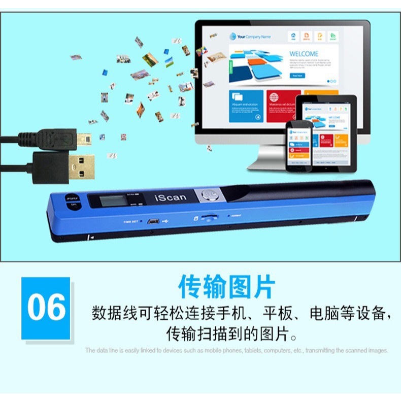 HOT SALEA4 เอกสาร JPG/PDF Scanner Mini Portable Digital Scanner 900DPI Handholdscan Portable Wireles