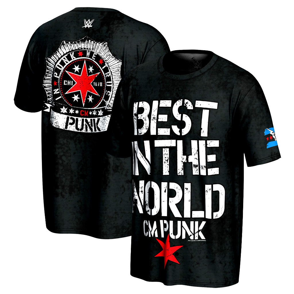 เสื้อยืด CM Punk In Punk We Trust สีดําสําหรับผู้ชาย