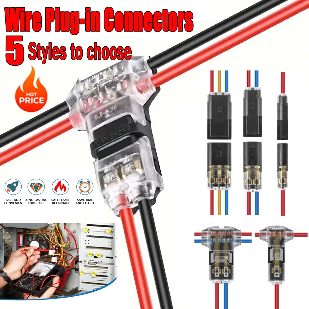 20 ชิ้นขั้วต่อสายไฟ 5 รูปแบบโดยตรง Plug-in & T-Type Quick Splice, No-solder No-peel กันน้ําล็อคสาย Clamps สําหรับรถยนต์และบ้านสายไฟ (ฟรีเครื่องมือ)