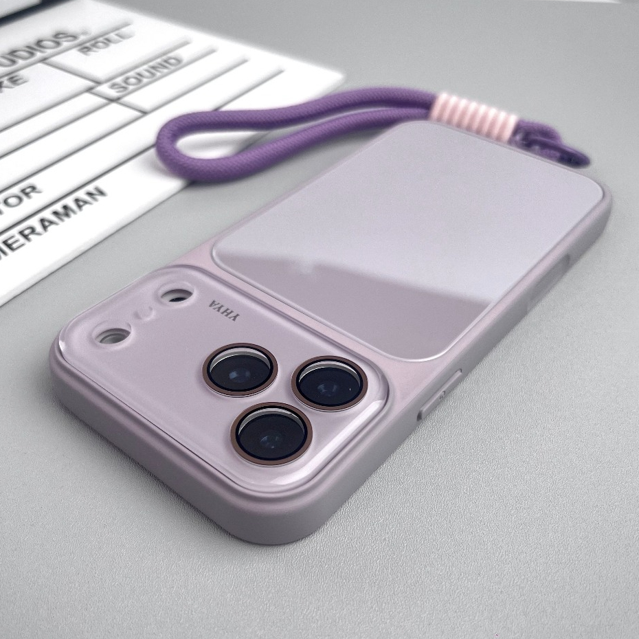 Glossy Glass hard Case/Largewindow/Lavender Purple เข้ากันได้กับ iPhone 12 13 14 15 16 17 pro max Ca