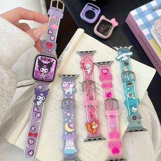 สายซิลิโคนการ์ตูน 3D สำหรับผู้หญิง Apple Watch Series 11 10 9 8 7 6 5 4 3 SE Ultra 2 3 ขนาด 38 40 41 42 44 45 46 49 มม. อุปกรณ์นาฬิกา