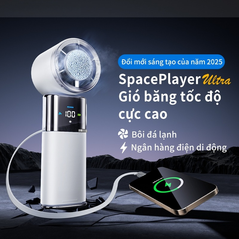 VENTIVO พัดลมพกพา 3in1 ลมแรง + Power Bank + ไฟฉุกเฉิน 9000mAh