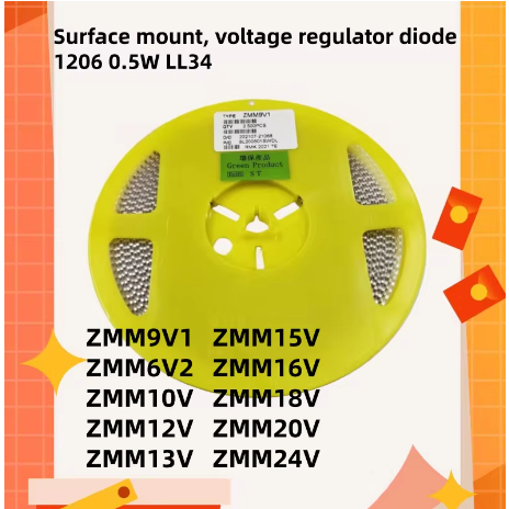 20PCS Zener ไดโอด 1206 0.5W LL34, ZMM9V1, ZMM6V2, ZMM10V, ZMM12V, ZMM13V, ZMM15V, ZMM16V, ZMM16V, Z2