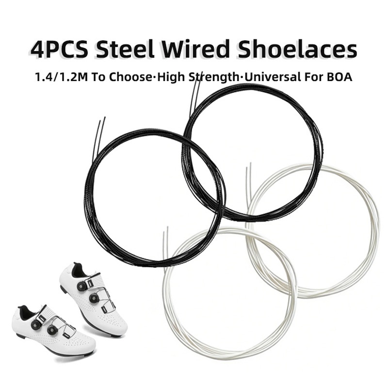 4PCS ความแข็งแรงสูงเหล็กเชือกผูกรองเท้าแบบมีสาย Universal ขี่จักรยาน Cleat Shoelaces นุ่มเดินป่าเชือกผูกรองเท้าสําหรับ BOA ปิดสกรูล็อค