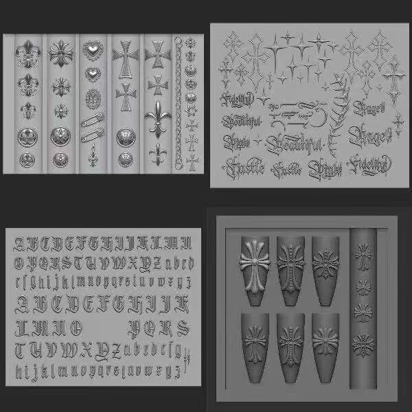 ปราสาทที่สวยงามสไตล์เดียวกันแม่พิมพ์แต่งเล็บ Shengguang Cross Gothic Letter สาวหวาน Influencer ins สไตล์