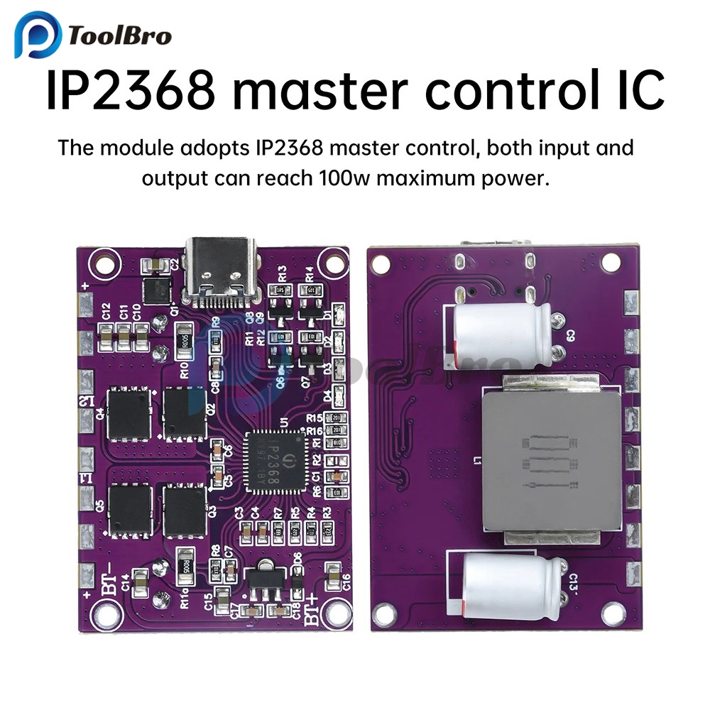 IP2368 Bidirectional 100W Fast CHARGING โมดูล Buck-Boost อินเทอร์เฟซ Type-c แบตเตอรี่ลิเธียม High-Power Fast CHARGING Board