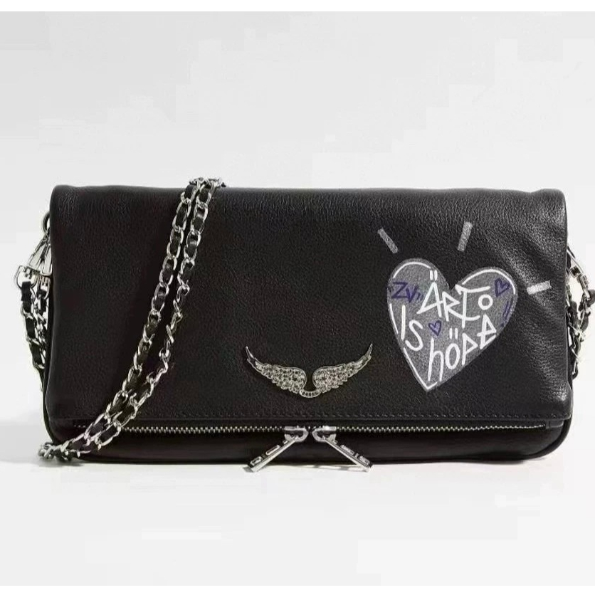กระเป๋าสะพายไหล่ผ้าใบหนังลายโซ่ Zadig & Voltaire สำหรับผู้หญิง